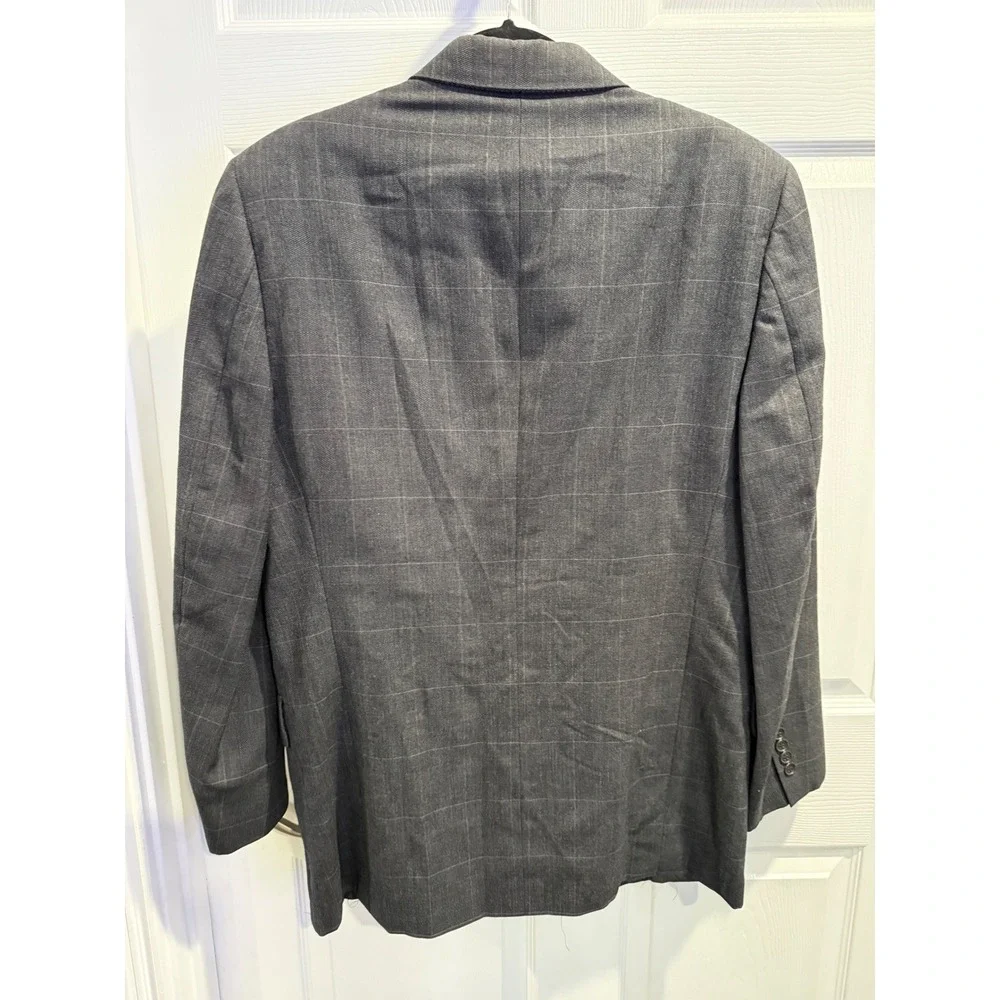 Christian‎ Dior Monsieur Grey Windowpane Pure Virgin Wool Blazer Sport Coat Mens